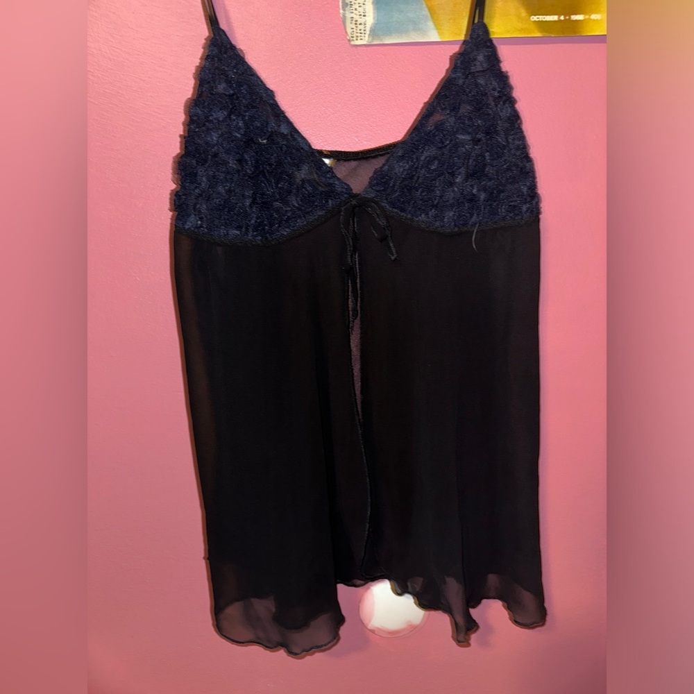 Navy and black lingerie top
